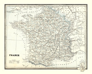 Vintage Map of France 1893