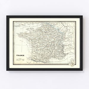 Vintage Map of France 1893