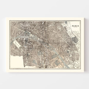 Vintage Map of Paris, France 1893
