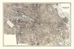 Vintage Map of Paris, France 1893