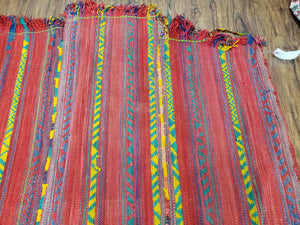 Vintage Turkish Jajim Kilim Flat Weave Rug with Colorful Stripes, Anatolian Kilim Rug, Jijim Cicim Carpet, 5x11 Boho Rug Multicolor, Unique