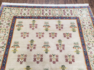Tufenkian Rug 5.9 x 8.6, Tibetan Nepalese Rug, Hand Knotted, Soft Shiny Wool, Repeated Motifs, Contemporary Modern, Area Rug 6x9, Vintage