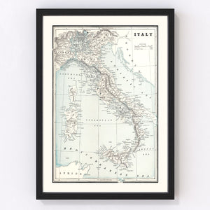 Vintage Map of Italy 1893