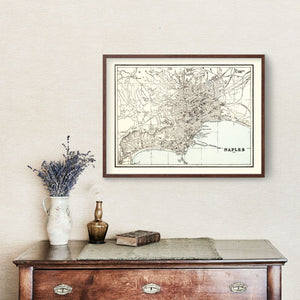Vintage Map of Naples, Italy 1893