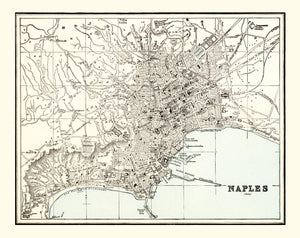 Vintage Map of Naples, Italy 1893
