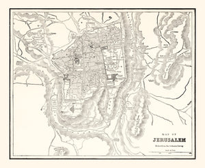 Vintage Map of Jerusalem, Israel 1893