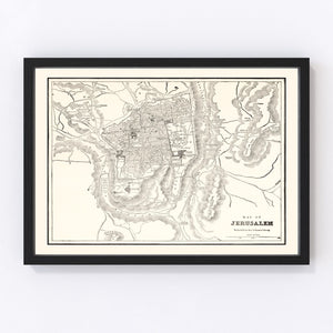 Vintage Map of Jerusalem, Israel 1893
