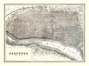 Vintage Map of Calcutta, India 1893