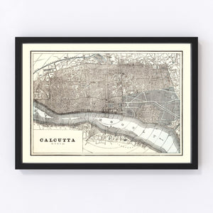 Vintage Map of Calcutta, India 1893