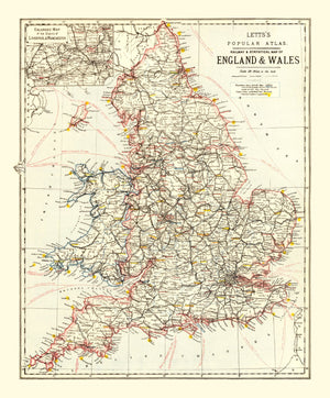 Vintage Railway Map of England & Wales 1883