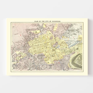 Vintage Map of Edinburgh, Scotland 1883