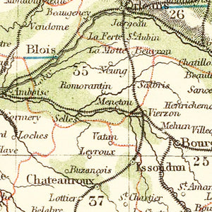 Vintage Map of France 1883