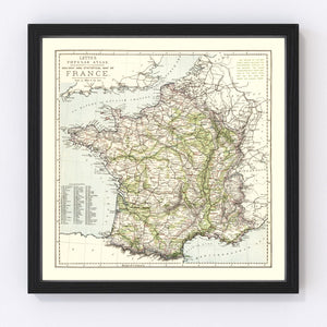 Vintage Map of France 1883