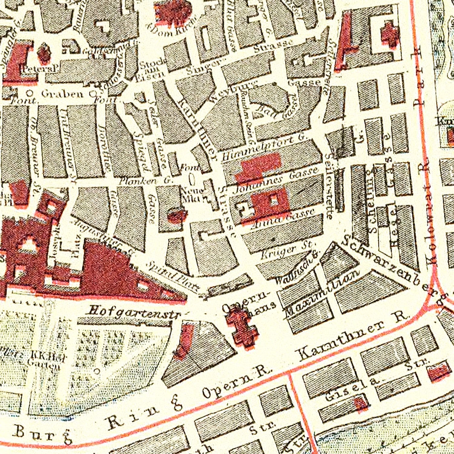 Vintage Map of Vienna, Austria 1883