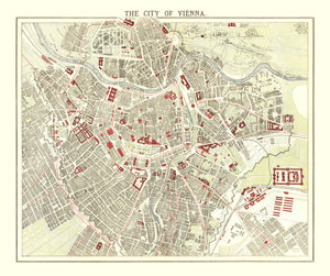 Vintage Map of Vienna, Austria 1883