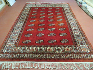 7' X 9' Vintage Handmade Bokhara Turkoman Pakistan Wool Rug Carpet Nice