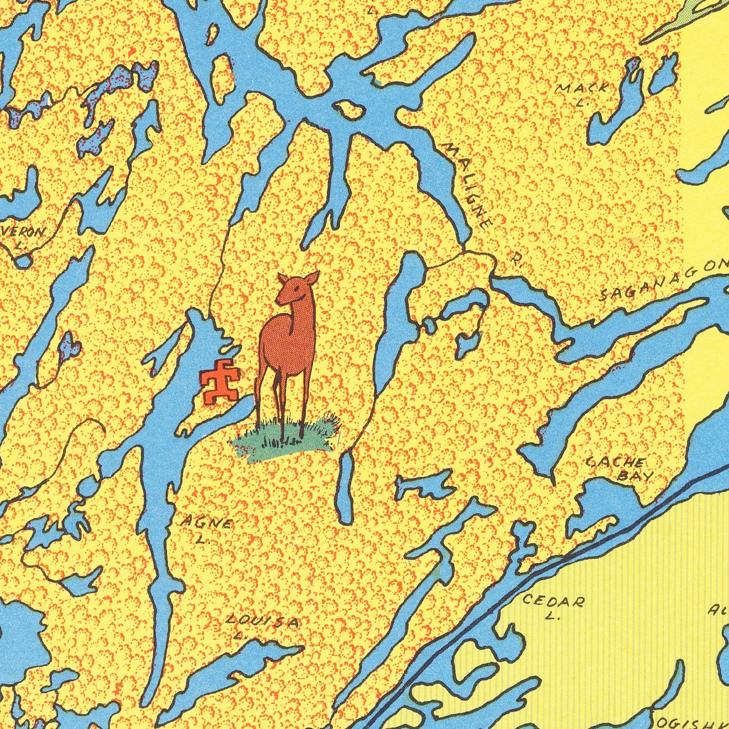 Vintage Lake of the Woods & Boundary Waters Map 1949