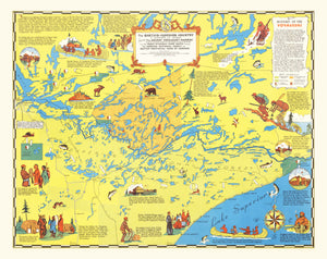 Vintage Lake of the Woods & Boundary Waters Map 1949