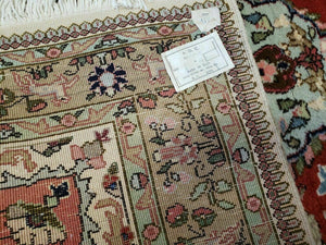 5' X 6' Vintage Handmade Indian Agra Wool Red and Beige Oriental Rug Traditional Classical Interior Home Décor