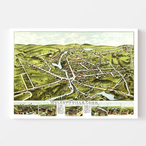 Vintage Map of Wolcottville, Connecticut 1875