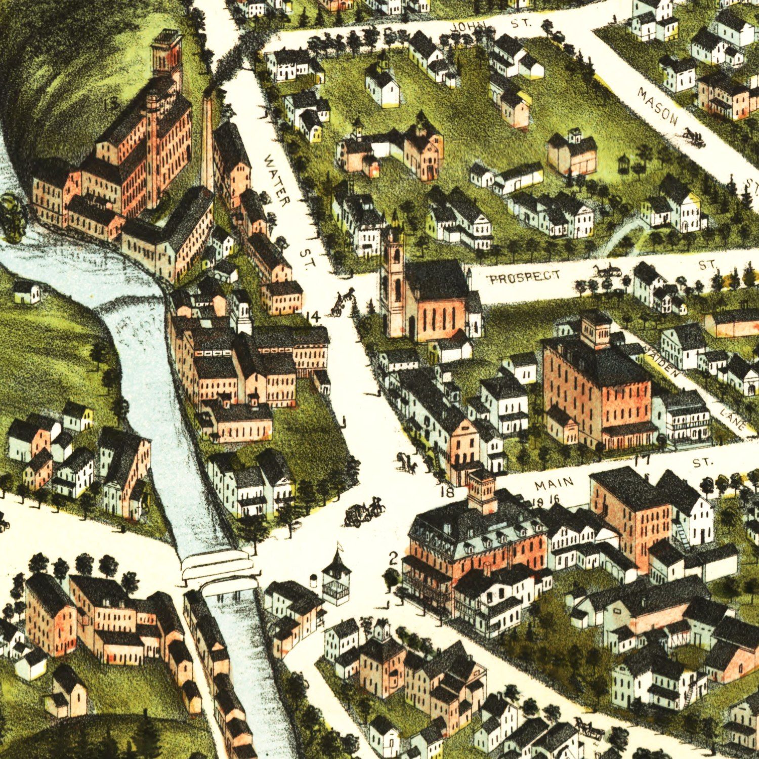Vintage Map of Wolcottville, Connecticut 1875