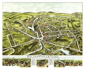 Vintage Map of Wolcottville, Connecticut 1875
