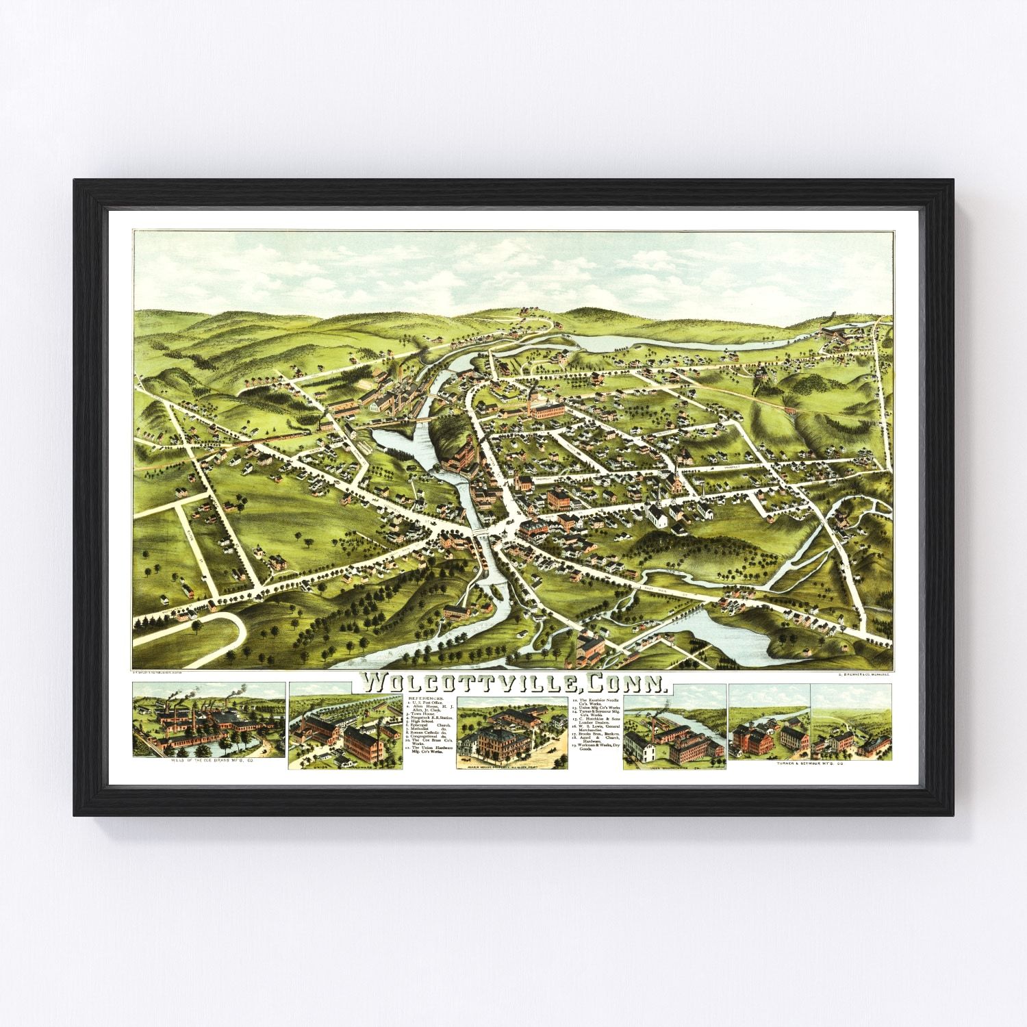 Vintage Map of Wolcottville, Connecticut 1875