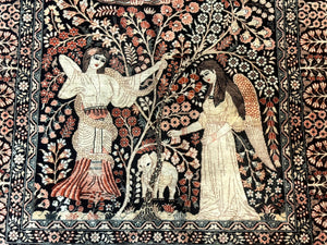 Stunning Sino Persian Pictorial Rug 2.7 x 4, Garden of Eden Adam & Eve Tree of Life Design, Extremely Fine 580 KPSI, Masterpiece
