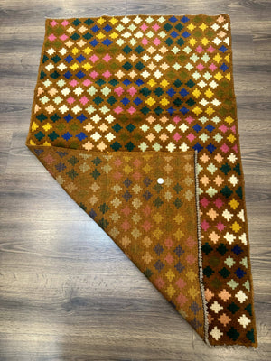 Afghan Balouch Rug 3x5, Multicolor, Vintage, Wool, Handmade