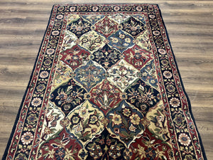 Panel Design Wool Rug 5x8 Multicolor Hand Tufted Vintage Carpet