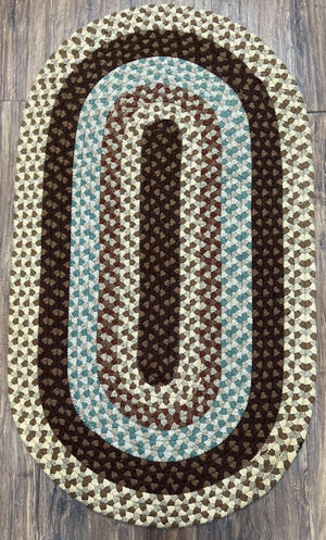 American Braided Rug 2x4 ft Oval Rug, Multicolor Oval Rug, Oval Braided Rug, Hand Woven, Vintage Braided Rug, Small Braided Rug