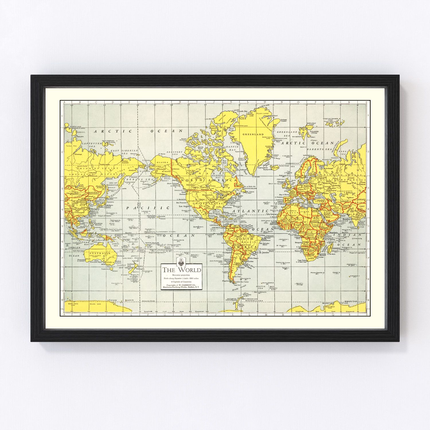 Vintage World Map 1943