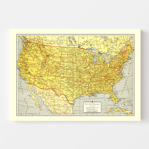Vintage Map of United States 1943