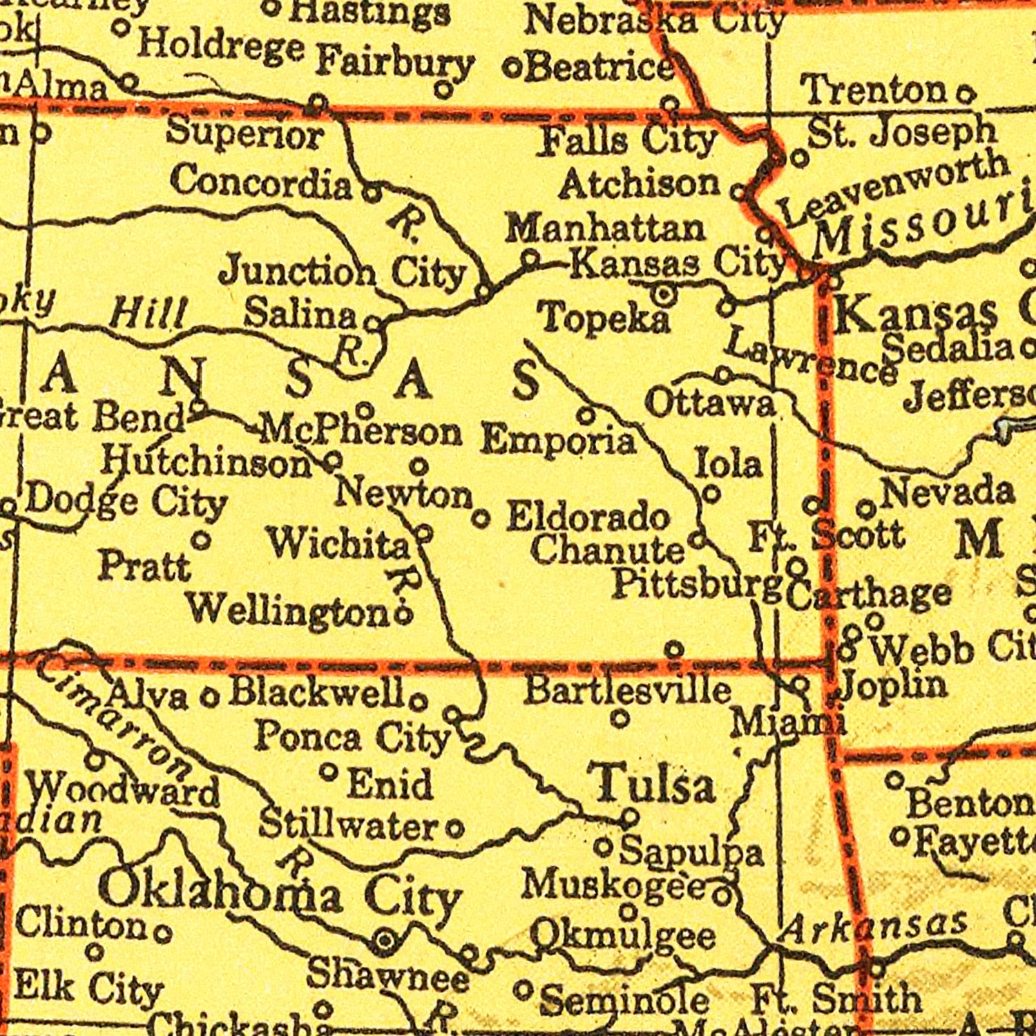 Vintage Map of United States 1943