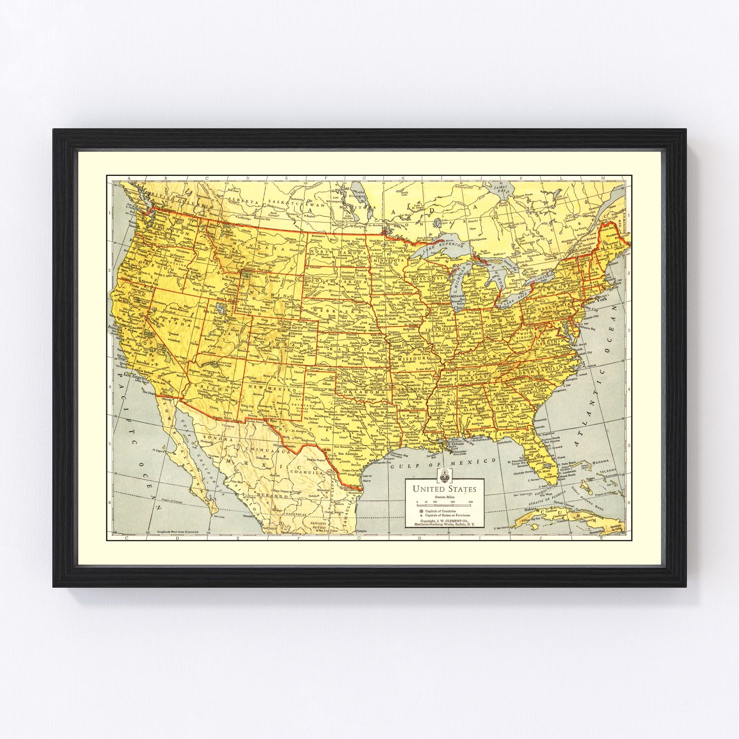 Vintage Map of United States 1943
