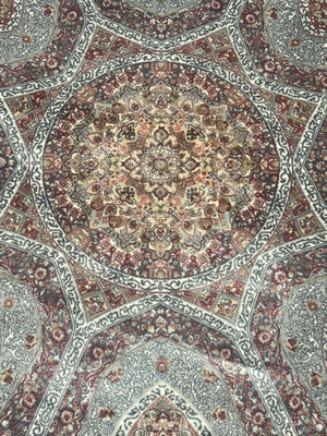 Turkish Silk Runner Rug 2.6 x 13, Blue Runner Rug, Dome Design, Bamboo Silk, New