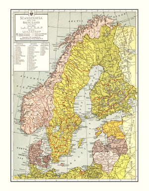 Vintage Map of Scandinavia 1943