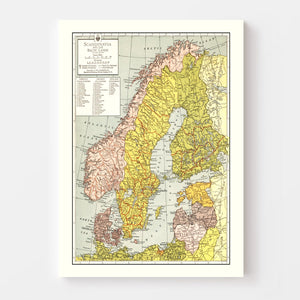 Vintage Map of Scandinavia 1943
