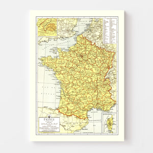 Vintage Map of France 1943