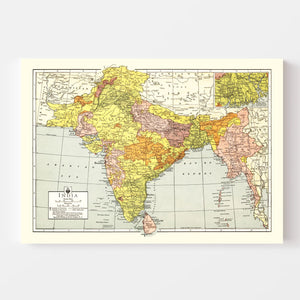 Vintage Map of India 1943