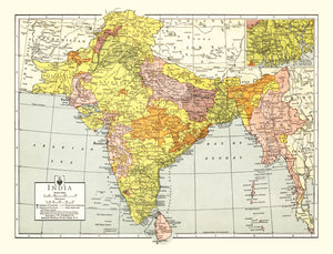 Vintage Map of India 1943