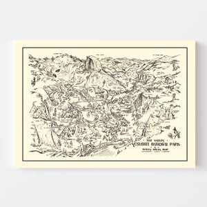 Vintage Map of Yosemite National Park 1946