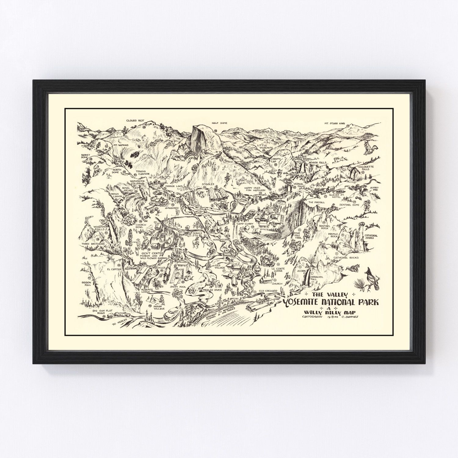 Vintage Map of Yosemite National Park 1946