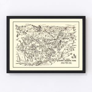 Vintage Map of Yosemite National Park 1946