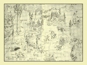Vintage Map of Sequoia National Park 1945