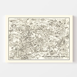 Vintage Map of Mt. Rainier National Park 1946