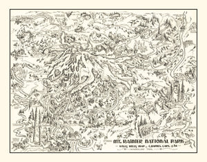 Vintage Map of Mt. Rainier National Park 1946