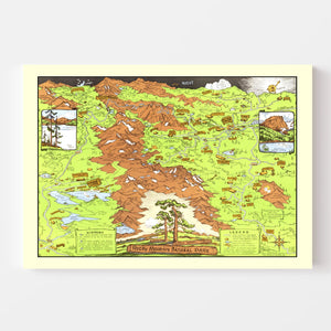 Vintage Map of Rocky Mountain National Park, Estes Park & Grand Lake 1948