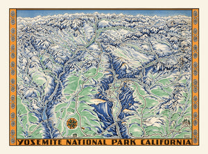 Vintage Map of Yosemite National Park 1955