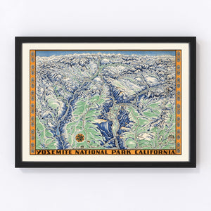 Vintage Map of Yosemite National Park 1955